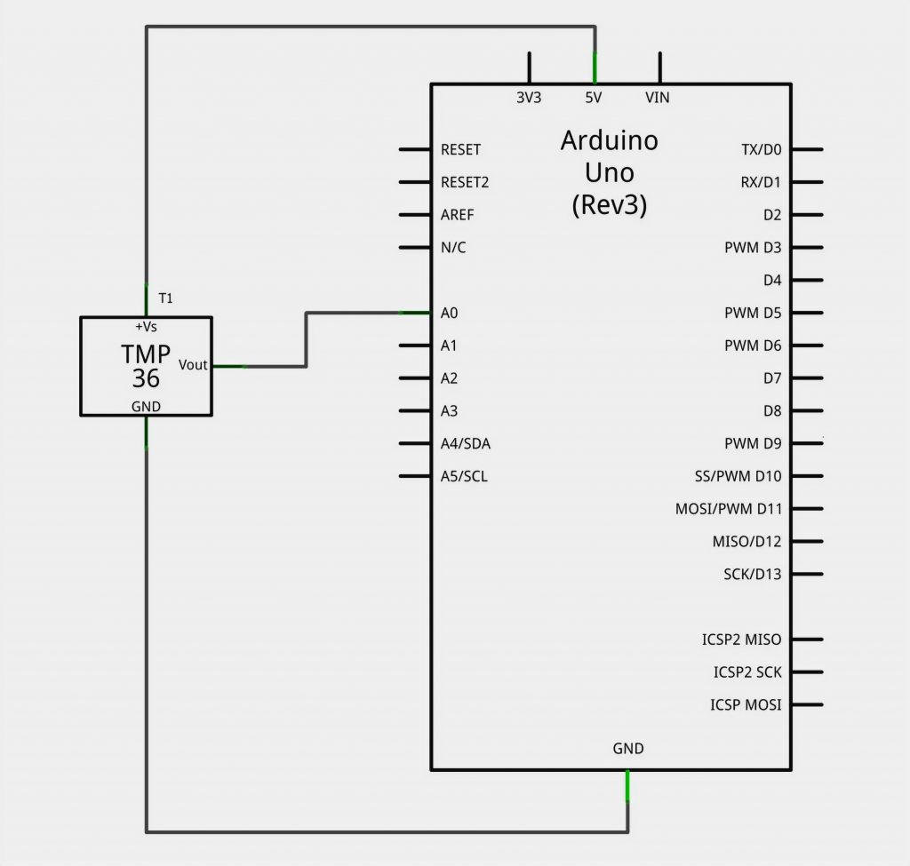 Schematic Diagram of LM35 and Arduino