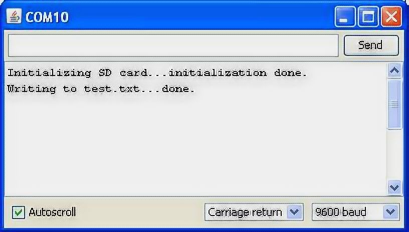Initalization done message SD card Arduino