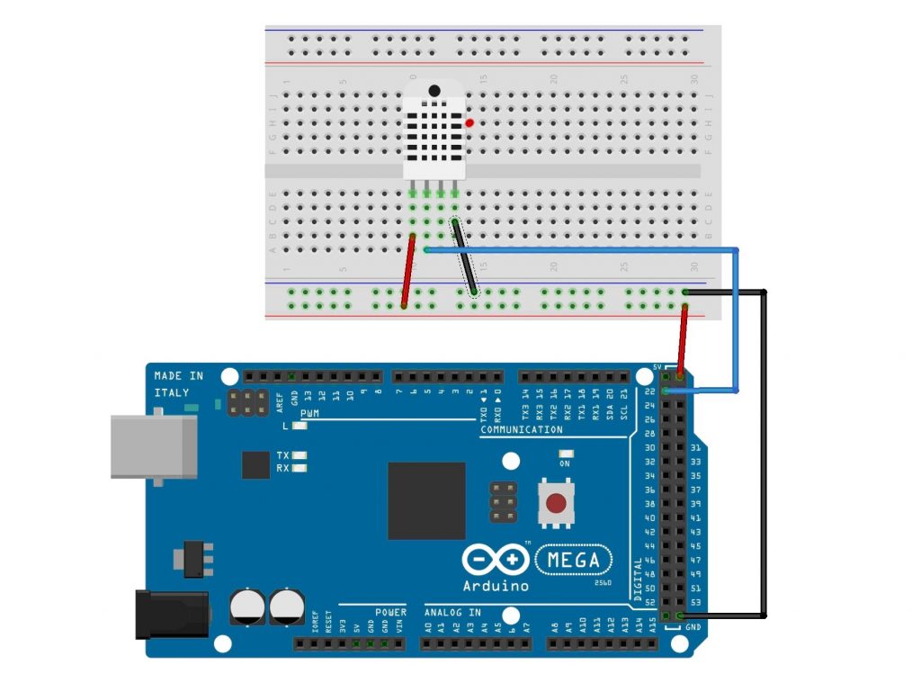 Connecting the DHT22 Sensor to the Arduino Mega