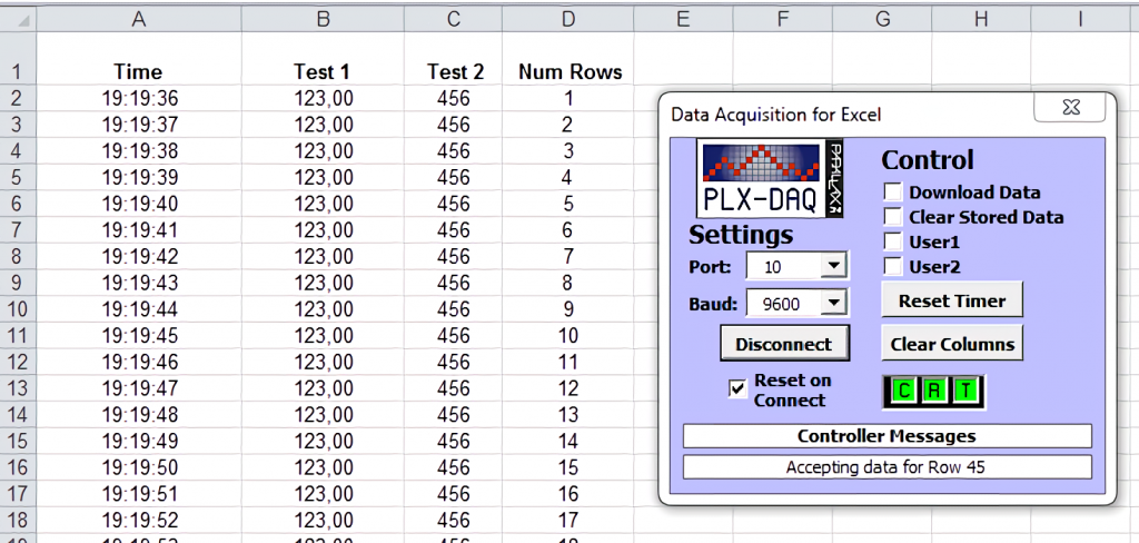 Configuring PLX DAQ for Excel