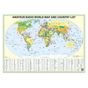 24x36 Ham Radio World Map with the DXCC Country List